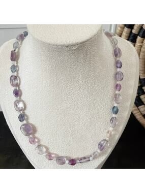 Second Bloom Studio Amethyst Fluorite Moonstone Necklace 18.5" + Extender